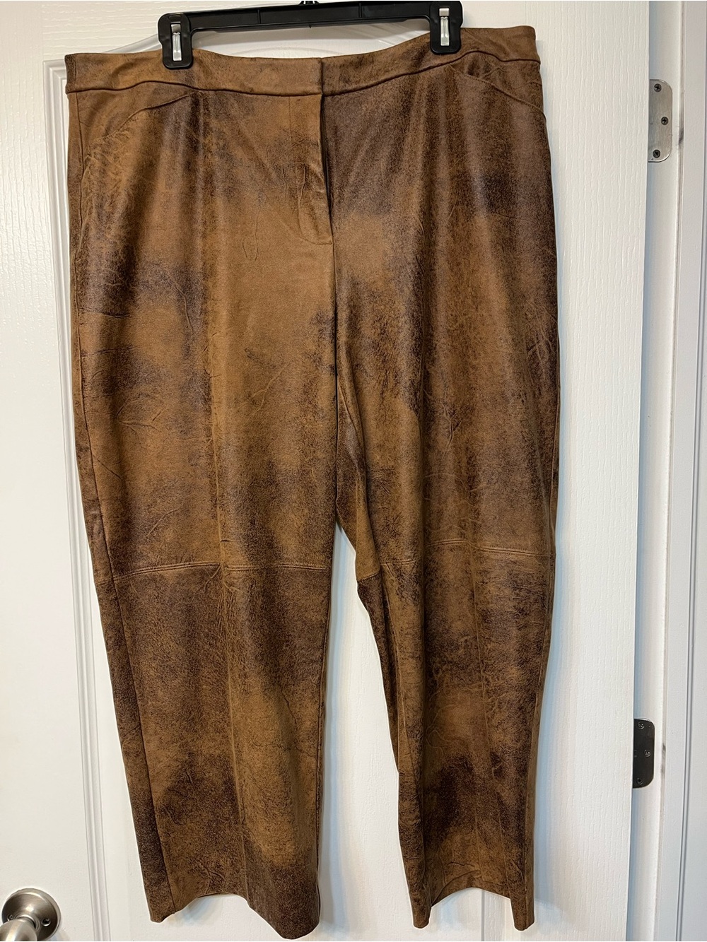 Chico's Brown Faux Suede Pants with Zip & Hook Closure Size 3
